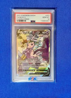 2021 Pokemon SWSH Fusion Strike #251 FA Mew V PSA 10 - Image 1