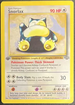 Pokemon TCG Snorlax 1st Edition Jungle 27/64 Unlimited Regular Non-Holo Rare - Image 1