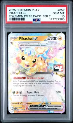 Pikachu ex 057/191 PSA 10 Pokemon Prize Pack Series 7 - Image 1
