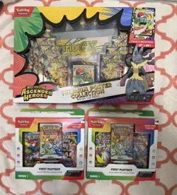 Pokemon Ascended Heroes lucario Poster Collection Box and 2x first partner box - Image 1