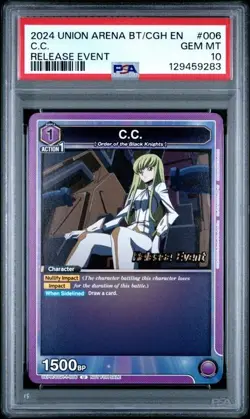UNION ARENA CODE GEASS UEPR /CGH-1-006 - RELEASE EVENT - C.C. - PSA 10 POP 2 - Image 1