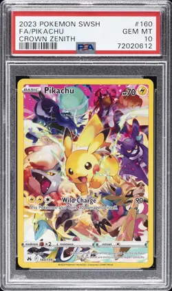 2023 POKEMON SWORD & SHIELD CROWN ZENITH #160 FULL ART/PIKACHU PSA 10 - Image 1