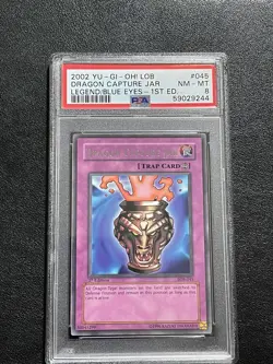 2002 Yu-Gi-Oh! Dragon Capture Jar Legend of Blue Eyes 1st Edition LOB-045 PSA 8 - Image 1
