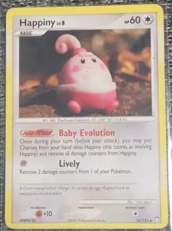 Happiny Lv. 8 52/123 Uncommon 2007 Pokemon Card TCG Vintage HP - Image 1