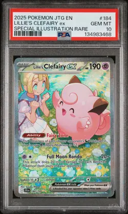 2025 POKEMON JTG EN-JOURNEY TOGETHER #184 LILLIE'S CLEFAIRY EX PSA 10 - Image 1