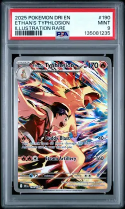 2025 POKEMON DRI EN-DESTINED RIVALS ILLUSTRATION RARE ETHAN'S TYPHLOSION PSA 9 - Image 1