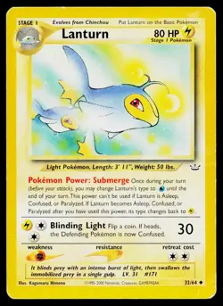 Lanturn 32/64 Uncommon Neo Revelation Pokemon Heavily Played - Image 1