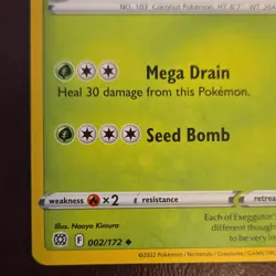 Pokemon Exeggutor 002/172 Brilliant Stars Stage 1 140HP Uncommon Grass Card 2022 - Image 3