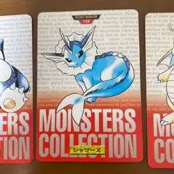 Snorlax Vaporeon Dragonite Carddass 3 Set Pokemon Pocket Monsters Card Japan - Image 3