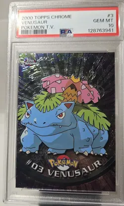 2000 Topps Chome VENUSAUR # 3 PSA - 10 POKEMON TV - Image 1