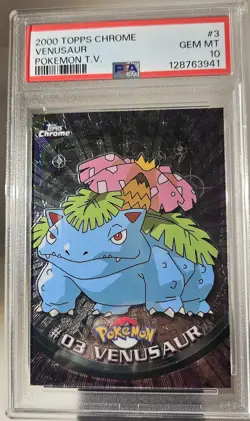 2000 Topps Chome VENUSAUR # 3 PSA - 10 POKEMON TV - Image 2