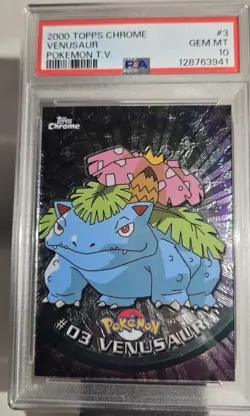2000 Topps Chome VENUSAUR # 3 PSA - 10 POKEMON TV - Image 3