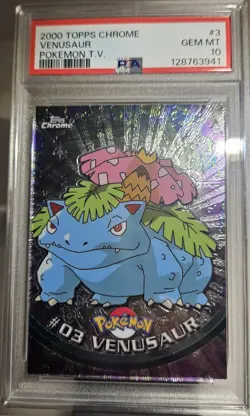 2000 Topps Chome VENUSAUR # 3 PSA - 10 POKEMON TV - Image 4