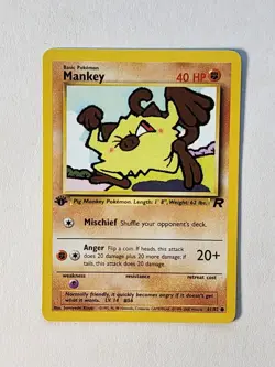 Mankey- 1st Edition Team Rocket Vintage Pokemon Card 61/82 - NM - Image 1