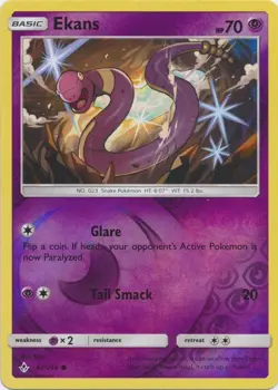 Ekans 62/214 Reverse Holo Unbroken Bonds Pokemon Card NM - Image 1