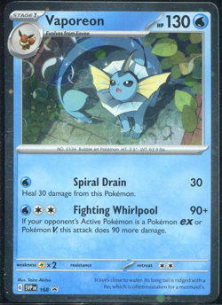 Vaporeon SVP168 - SV Black Star Promo - Pokemon Card - Near Mint - Image 1