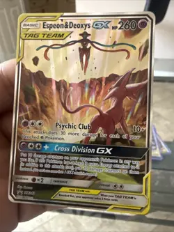 Pokemon TCG Espeon & Deoxys GX SM240 Black Star Promo Holo Card Nm/M - Image 1