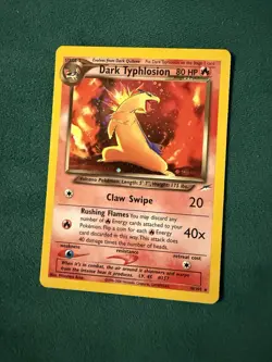 holographic Dark Typhlosion Pokemon card from the Neo Destiny set - Image 1