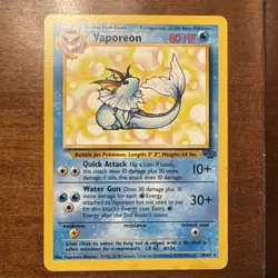 Pokemon TCG Vaporeon Jungle 28/64 Rare 1999 Wizards Base Set Non-Holo Card LP - Image 1