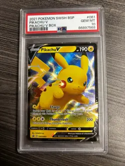 Pokemon TCG Pikachu v SWSH061 PSA 10 - Image 1