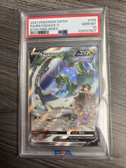 Pokemon 2021 Rayquaza V 194/203 Alt Art Evolving Skies GEM MINT PSA 10 - Image 1
