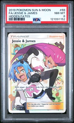 2019 Pokemon Sun & Moon Hidden Fates #68 68 Fa/Jessie & James Hidden Fates PSA 8 - Image 1