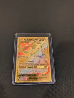 POKEMON PIKACHU & ZEKROM GX TAG TEAM GOLD FOIL RAINBOW CARD Gold Foil ✨ Fan Art - Image 1