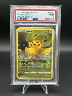 PSA 9 Mint 2023 Pokemon SWSH FA/Pikachu #GG30/GG70 Crown Zenith - Image 1