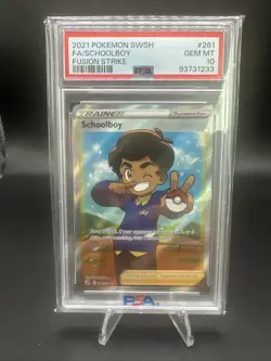 PSA 10 Gem Mint 2021 Pokemon SWSH FA/Schoolboy (Full Art) 261/264 Fusion Strike - Image 1