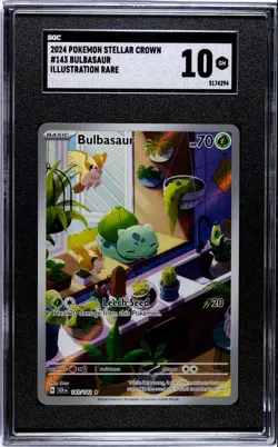 SGC GEM MINT 10- 2024 STELLAR CROWN ILLUSTRATION RARE - #143 Bulbasaur 🐢💚 - Image 1