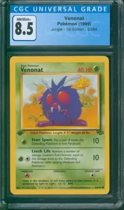 1999 Pokemon Jungle 1ST EDITION 🔥 VENONAT 🔥 #63 CGC 8.5 NM / Mint+ Card c209 - Image 1