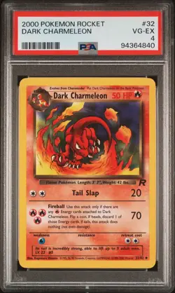 Pokemon Team Rocket Unlimited Uncommon Dark Charmeleon 32/82 PSA 4 - Image 1