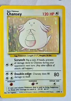 Chansey 3/102 MISPRINT HEAVY YELLOW INK ERROR HOLO Pokemon Base Set - Image 2