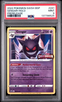 2022 POKEMON SWSH BLACK STAR PROMO PRERELEASE #241 GENGAR-HOLO PSA 9 - Image 1