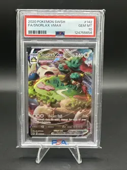 PSA 10 Gem Mint 2020 Pokemon SWSH FA/Snorlax VMAX #142 - Image 1