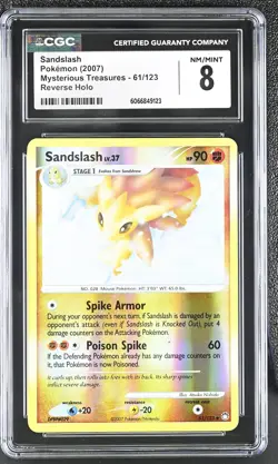CGC 8 Sandslash 2007 Mysterious Treasures 61/123 Reverse Holo Pokemon Card - Image 1