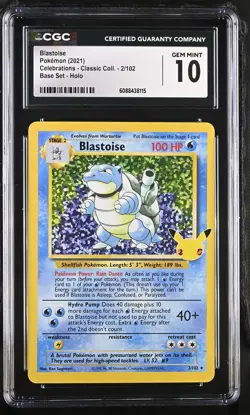 2021 Pokemon Celebrations Classic Coll. 2/102 Blastoise Holo CGC 10 Gem Mint - Image 1