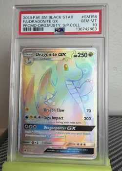 2018 POKEMON SM BLACK STAR PROMO #SM156 FULL ART/DRAGONITE GX PSA 10 - Image 1