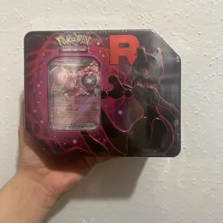 NEW SEALED POKEMON TCG SCARLET & VIOLET MEWTWO DESTINED RIVALS TEAM ROCKET TIN - Image 1