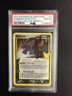2021 POKEMON CELEBRATIONS CLASSIC COLLECTION #17 UMBREON-GOLD STAR PSA 10 - Image 1