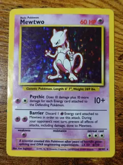 Mewtwo 10/102 Base Set Unlimited Holo Rare Pokemon Card HP/DMG^ - Image 1