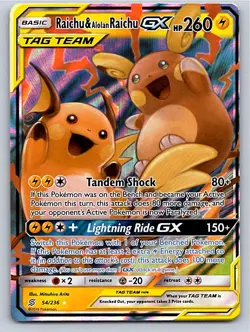 Pokemon Raichu & Alolan Raichu GX SM - Unified Minds #54/236 [LP] - Image 1