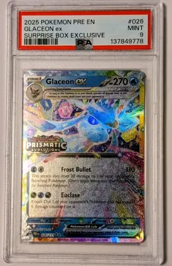 PSA 9 2025 POKEMON 26 GLACEON EX SURPRISE BOX EXCLUSIVE GEM MINT Stamped - Image 1