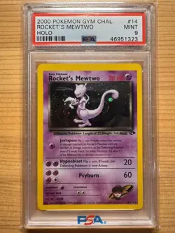 Team Rocket’s Mewtwo PSA 9 Pokemon WOTC 2000 Gym Challenge 14/132 Swirl Low POP - Image 1