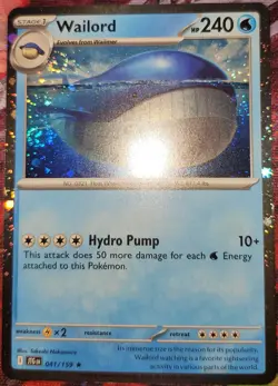 Double Fart SwIrl 🌀 Wailord 41/159 Cosmos Holo HeaVilY Bleed Error Rare Pokemon - Image 2