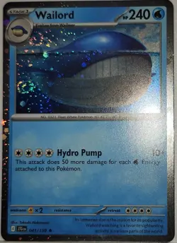 Double Fart SwIrl 🌀 Wailord 41/159 Cosmos Holo HeaVilY Bleed Error Rare Pokemon - Image 3