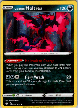 Galarian Moltres 093/203 Pokemon TCG SWSH: Evolving Skies Holo NM - Image 1