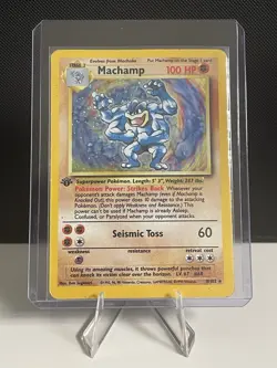 Pokemon Machamp 1st Edition Base Set Holo 8/102 1999 WOTC Heavy Played - Image 1