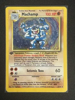 Pokemon Machamp 1st Edition Base Set Holo 8/102 1999 WOTC Heavy Played - Image 3