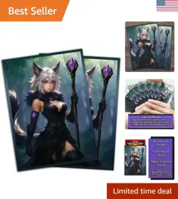 Durable Anime Cat Warlock Card Sleeves – Perfect for Magic & Final Fantasy decks - Image 1